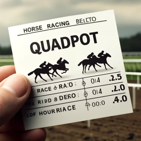 DALL·E 2024-10-15 11.57.14 – A clear and correctly spelled image showing a horse racing betting slip highlighting a Quadpot Bet. The word ‘Quadpot’ should be clearly visible on th free horse racing tips